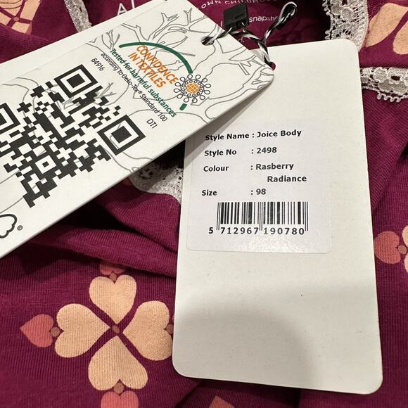 NWT Alba of Denmark Raspberry Radiance Joice Bodysuit Long Sleeve Onesie - Picture 6 of 6